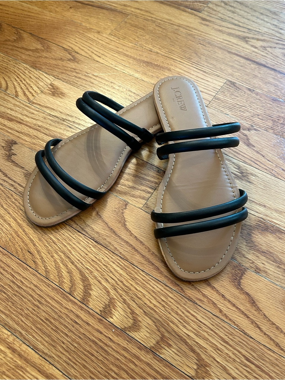J. Crew Seaside Slide  Triple-Strap Tan Slide Sandals